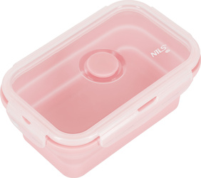 Pojemnik na żywność lunch box składany silikonowy Nils Camp NC4105 różowy 500ml
