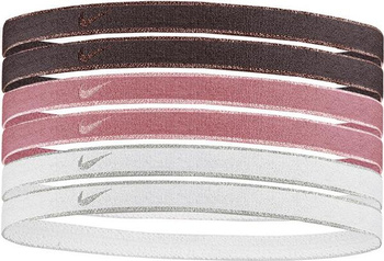 Opaski na włosy Nike Swoosh Sport 6 szt. kremowe, brązowe N1002008125OS