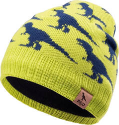 Dziecięca czapka zimowa Bejo Josh limonkowa w dinozaury rozmiar uniwersalny