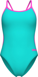 Damski Strój Kąpielowy Women's Swimsuit Lace Back Solid  dress blues rozmiar 26