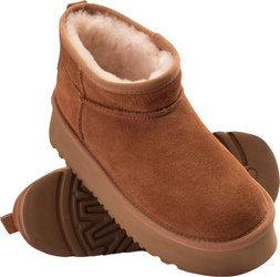 Damskie buty zimowe brązowe botki skóra zamszowa Fitanu Kanak W rozmiar 38