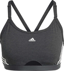 Stanik damski adidas Aeroreact Training Light-Support 3-Stripes Bra ciemnoszary HC7870