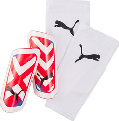 Ochraniacze piłkarskie na golenie piszczele nagolenniki Puma Ultra Flex Sleeve biało-czerwone 030871 05