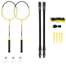 Zestaw rakiet do badmintona   lotki z piór 3 sztuki   siatka 600x60cm   pokrowiec Nils NRZ262 aluminium