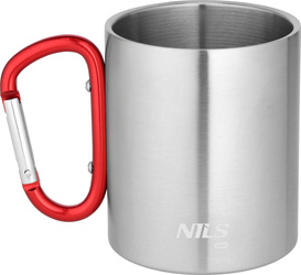 Kubek turysytyczny z karabińczykiem Nils Camp NC17110 czerwony 330 ml