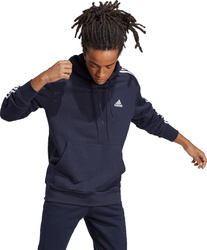 Bluza męska adidas Essentials French Terry 3-Stripes Hoodie granatowa IC0436
