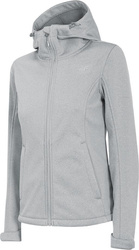 Kurtka przejściowa softshell z kapturem damska 4F szara H4Z22 SFD350 27M