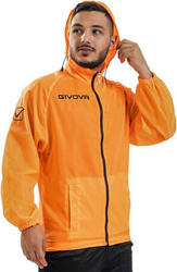 Kurtka przeciwdeszczowa sportowa piłkarska Givova Rain Basico Fluo pomarańczowa RJ001 0028