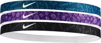Opaski na włosy Nike Headbands 3 szt. czarna, fioletowa, niebieska N0002560428OS