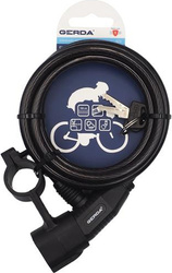 Zapięcie rowerowe Gerda linka z uchwytem transportowym typ S, korpus okrągły Flex 1500/8A czarne 0SFLU150008 06A2YP