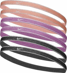 Opaski na włosy Nike Swoosh Sport metalic 6 szt. brzoskwiniowe, różowe, szare N1002008646OS
