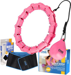 Zestaw hula hop z wypustkami i obciążnikiem One Fitness różowe oha02   pas wyszczuplający br160