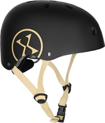 Dziecięcy kask rowerowy na rolki hulajnogę regulowany Nils Extreme MTW001-1 czarno-beżowy r L (58-61cm)