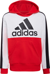 Bluza dla dzieci adidas Colorblock Fleece Hoodie czerwona HC5657