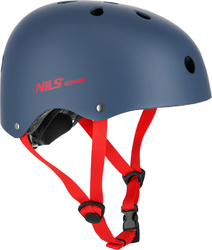 Dziecięcy kask rowerowy na rolki hulajnogę regulowany Nils Extreme MTW001-1 szaro-czerwony r XS (48-52cm)