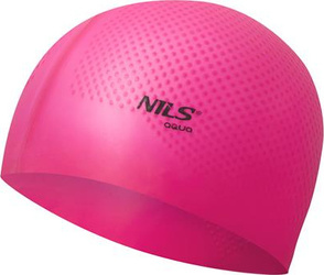 Czepek silikonowy dots Nils aqua nqc jednokolorowy ciemnoróżowy