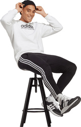 Spodnie męskie adidas Essentials Single Jersey Tapered Open Hem 3-Stripes czarne IC0044