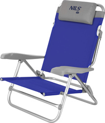 Krzesło leżak turystyczny składany 2w1 Nils Camp NC3502 niebieskie 85cm×65 cm