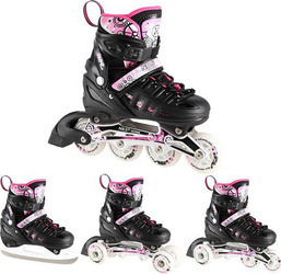 Łyżworolki, wrotki, łyżwy hokejowe, wrotko-rolki świecące LED z wymienną płozą 4w1 Nils Extreme NH10905 rozmiar L 39-42