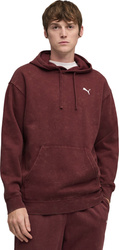 Bluza męska Puma ESS Elevated Relaxed Wash Hoodie bordowa 688049 96