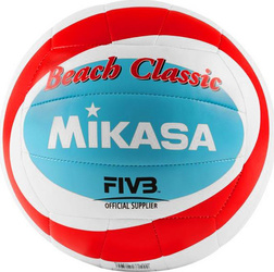 Piłka siatkowa plażowa Mikasa Beach Classic biało-czerwono-niebieska BV543C-VXB-RSB