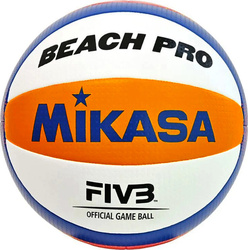 Piłka siatkowa plażowa meczowa Mikasa Beach Pro biało-pomarańczowo-niebieska BV550C