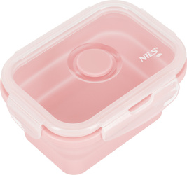 Pojemnik na żywność lunch box składany silikonowy Nils Camp NC4105 różowy 335ml