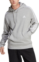 Bluza męska adidas Essentials French Terry 3-Stripes Hoodie szara IC0437