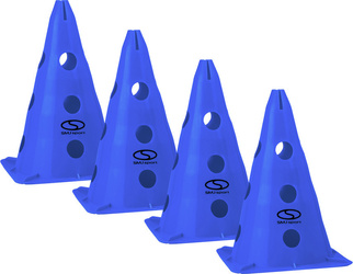 Zestaw pachołków treningowych z otworami SMJ 30 cm niebieskie 4 szt.