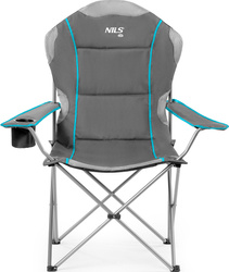 Krzesło fotel turystyczny składany Nils Camp NC3080 jasnoszary 95x110x50cm
