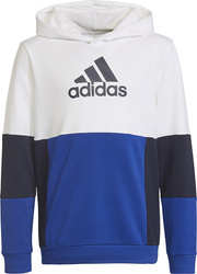 Bluza dla dzieci adidas Colourblock Hoodie biało-niebieska HG6826