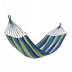 Hamak z drewnianą belką 70 cm i metalowym uchwytem Nils Camp NC9001 200x100 cm niebieski