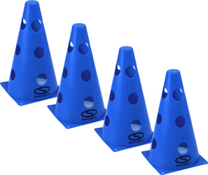 Zestaw pachołków treningowych z otworami SMJ 23 cm niebieskie 4 szt.