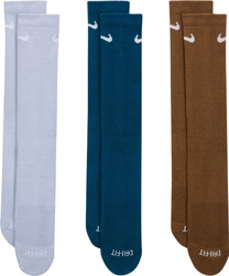 Skarpety Nike Everyday Plus Cushioned 3 pary fioletowe, niebieskie, brązowe SX6888 970