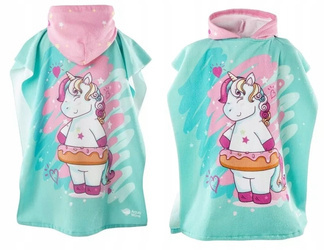 Ręcznik dziecięcy z kapturem Aquawave Pony Poncho jednorożec 73x59 cm