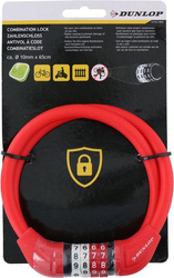 Zapięcie rowerowe Dunlop linka,szyfr 10 mm x 65 cm czerwone 180861