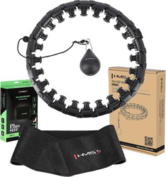 Zestaw hula hop plus size hhw12 black z wypustkami i obciążnikiem HMS pas br163 red