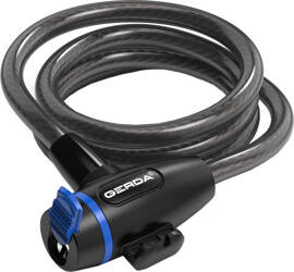 Zapięcie rowerowe Gerda linka, korpus okrągły, osłona klucza czarne Flex 1200/10S