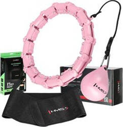 Zestaw hula hop HMS HHW11 różowe z wypustkami i obciążnikiem   pas wyszczuplający HMS BR163 czarny