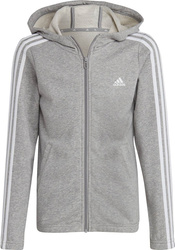 Bluza dla dzieci adidas Essentials 3-Stripes Full-Zip Hoodie szara IC3635