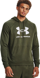 Bluza z kapturem kangurka męska Under Armour Rival Fleece Logo HD oliwkowa 1379758 390
