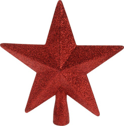 Czubek choinkowy gwiazda 19cm czerwony brokat