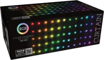 Lampki choinkowe kurtyna świetlna zewnętrzna/wewnętrzna 120 diod LED z pilotem RGB 300x60cm