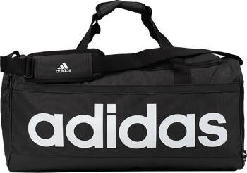 Torba sportowa treningowa podróżna adidas Essentials Linear Duffel Medium czarno-biała HT4743