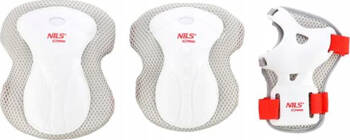 Zestaw ochraniaczy kolana+łokcie+nadgarstki na rolki deskorolkę hulajnogę NILS EXTREME H8334 białe rozmiar M